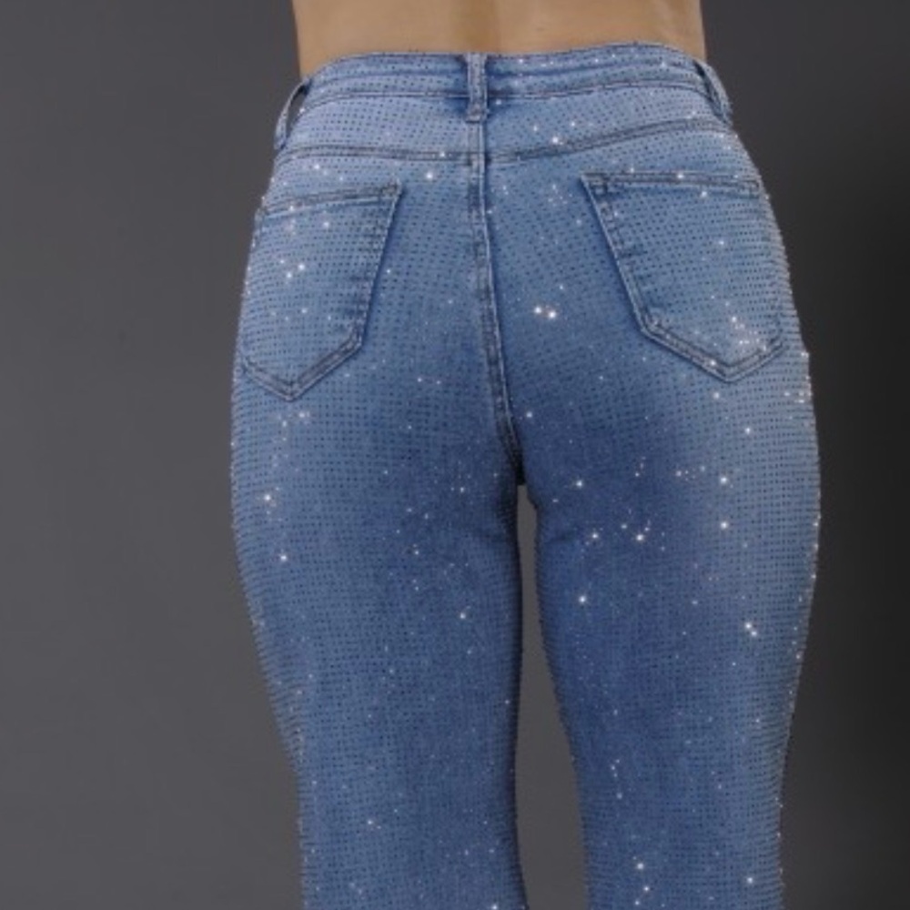 Boutique Rhinestone Embellished Jeans - Picture 10 of 14
